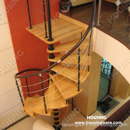 Indoor Wooden Tread Spiral Staircase for Small Space